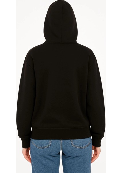 Oversize Kapüşonlu Sweatshirt Hoodie 3 Iplik Şardonlu Pamuklu Kumaş, Önü Baskılı, Fermuarl modelleri