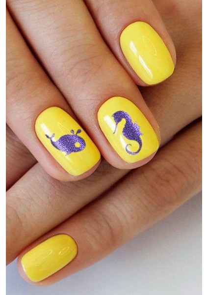 Artikel Mor Deniz Temalı Metalik Tırnak Sticker, Nail Sticker, Nail Art