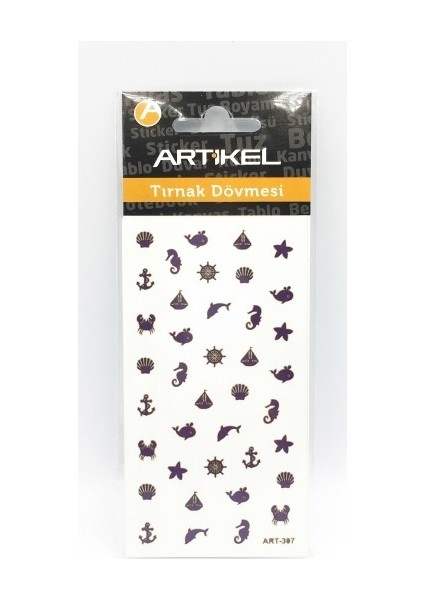 Artikel Mor Deniz Temalı Metalik Tırnak Sticker, Nail Sticker, Nail Art modelleri