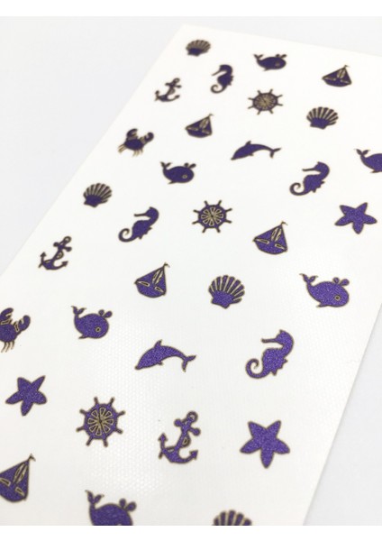 Artikel Mor Deniz Temalı Metalik Tırnak Sticker, Nail Sticker, Nail Art fırsatları
