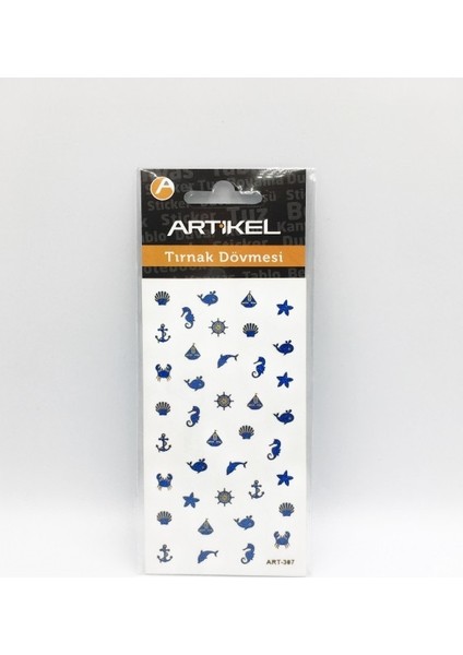 Mavi Deniz Temalı Metalik Tırnak Sticker, Nail Sticker, Nail Art modelleri