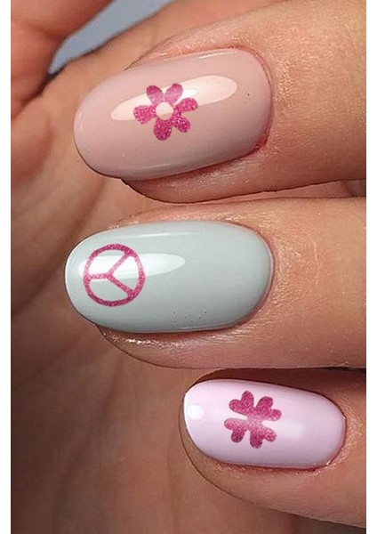 Artikel Fuşya Karışık Şekiller Metalik Tırnak Sticker, Nail Sticker, Nail Art