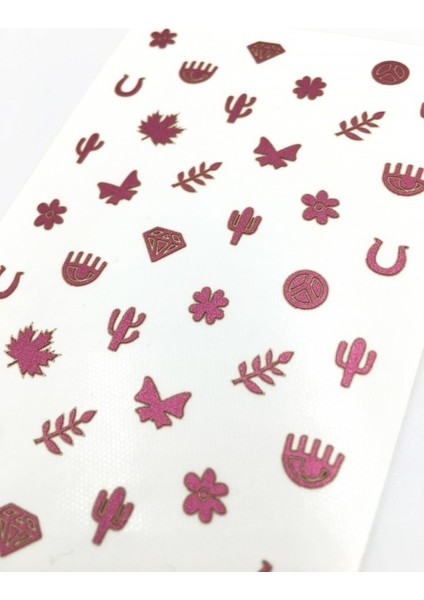 Artikel Fuşya Karışık Şekiller Metalik Tırnak Sticker, Nail Sticker, Nail Art fiyatları