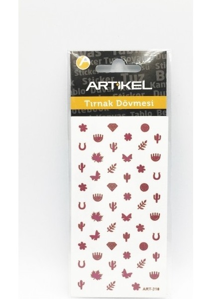Artikel Fuşya Karışık Şekiller Metalik Tırnak Sticker, Nail Sticker, Nail Art modelleri