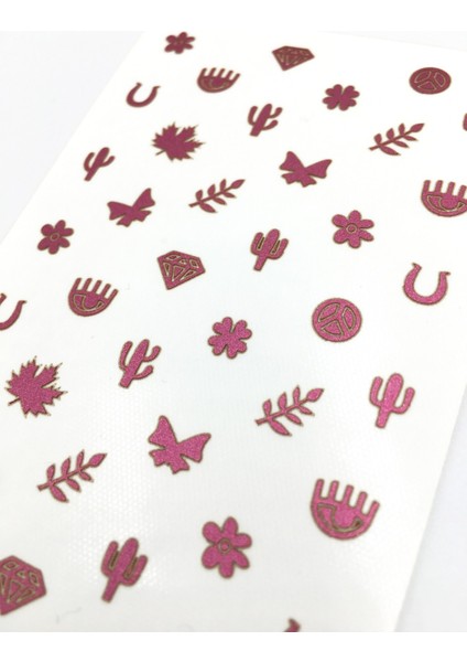 Artikel Fuşya Karışık Şekiller Metalik Tırnak Sticker, Nail Sticker, Nail Art fırsatları