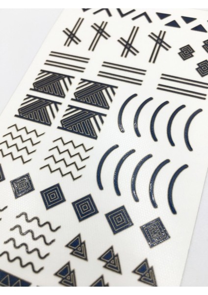 Lacivert Etnik Çizgiler Metalik Tırnak Sticker, Nail Sticker, Nail Art fiyatları