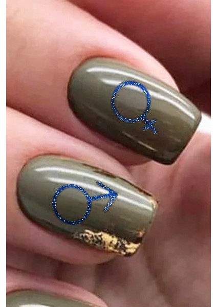 Artikel Mavi Karışık Şekiller Metalik Tırnak Sticker, Nail Sticker, Nail Art