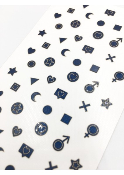 Artikel Lacivert Karışık Şekiller Metalik Tırnak Sticker, Nail Sticker fiyatları