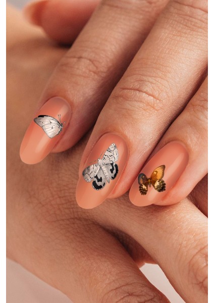 Siyah Kelebekler Tırnak Dövmesi, Tırnak Tattoo, Nail Art, Tırnak Sticker