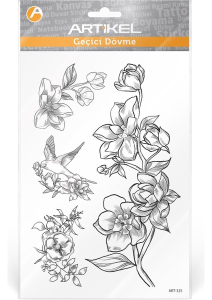 Çiçek ve Kuş Geçici Dövme