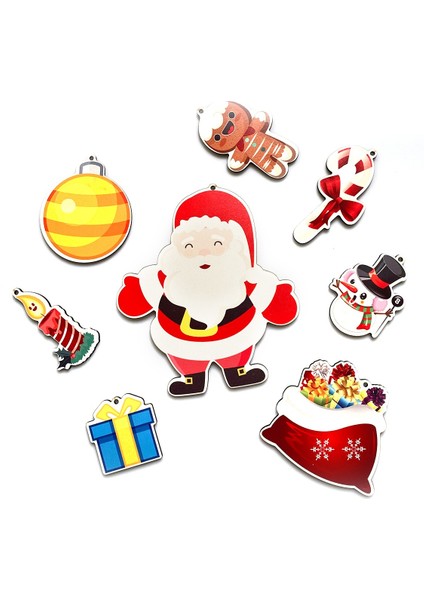 Dekoratif 8 Parça Ahşap Yılbaşı Ağacı Süsleri fiyatları