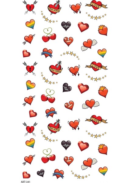 Kırmızı Kalpler Tırnak Dövmesi, Tırnak Tattoo, Nail Art, Tırnak Sticker fiyatları