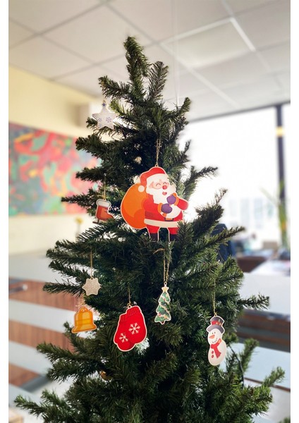 Dekoratif 8 Parça Ahşap Yılbaşı Ağacı Süsleri