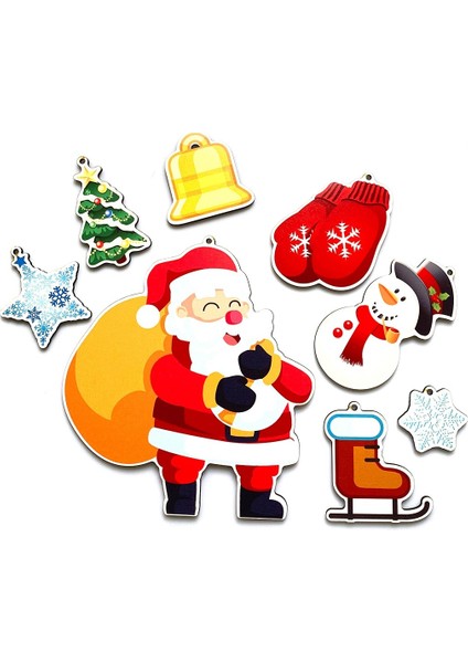 Dekoratif 8 Parça Ahşap Yılbaşı Ağacı Süsleri fiyatları