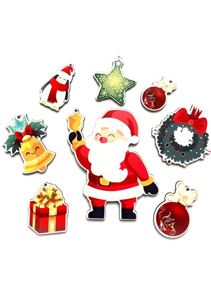 Dekoratif 8 Parça Ahşap Yılbaşı Ağacı Süsleri fiyatları