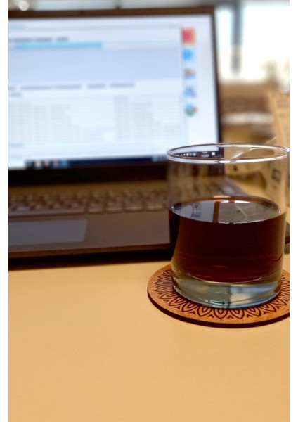 Ahşap Dekoratif Bardak Altlığı 6'lı Takım Baskılı -1 fiyatları