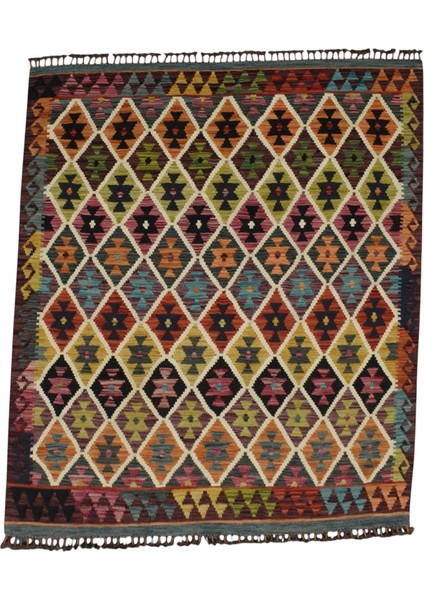 El Dokuma Cerit Yörükleri Iran Yün Kilim 0436 - Yeni - Çok Renkli