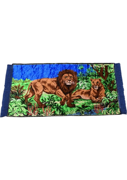 Doğa Tasvirli Ormanlar Kralı Aslanlı Duvar Halısı 0565 - Yeni - Çok Renkli modelleri