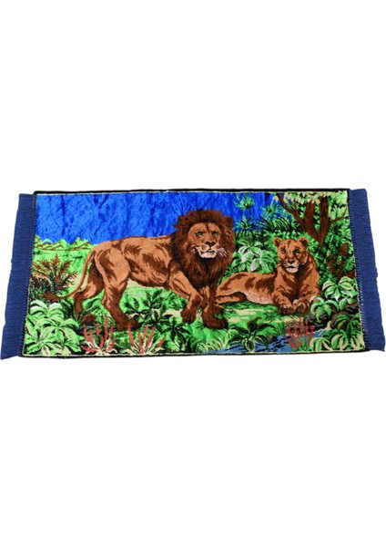 Doğa Tasvirli Ormanlar Kralı Aslanlı Duvar Halısı 0565 - Yeni - Çok Renkli fırsatları