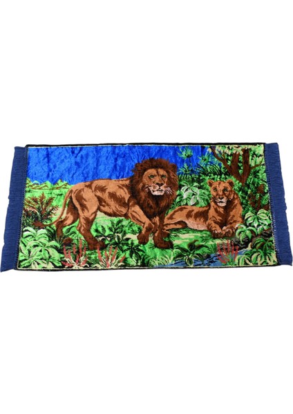 Doğa Tasvirli Ormanlar Kralı Aslanlı Duvar Halısı 0565 - Yeni - Çok Renkli indirimleri