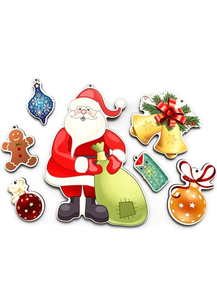 Dekoratif 8 Parça Ahşap Yılbaşı Ağacı Süsleri fiyatları