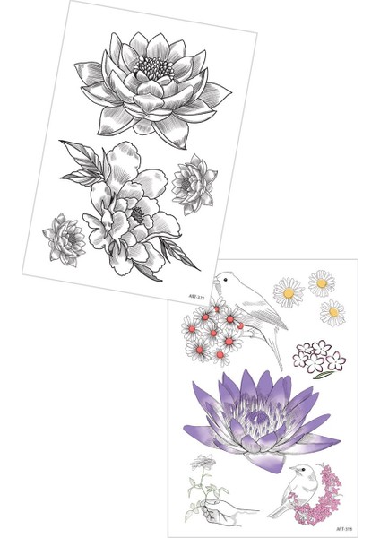 2'li Geçici Dövme Seti,geçici Tattoo ,vücut Dövme,kol Bilek Dövme,boyun Dövme,sırt Dövme