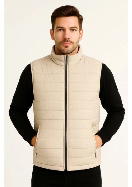 Erkek Şişme Fermuarlı Yelek Su Itici Kapitone Astarlı Kumaş Cepli Hafif Kışlık Spor Rahat Ka fiyatları