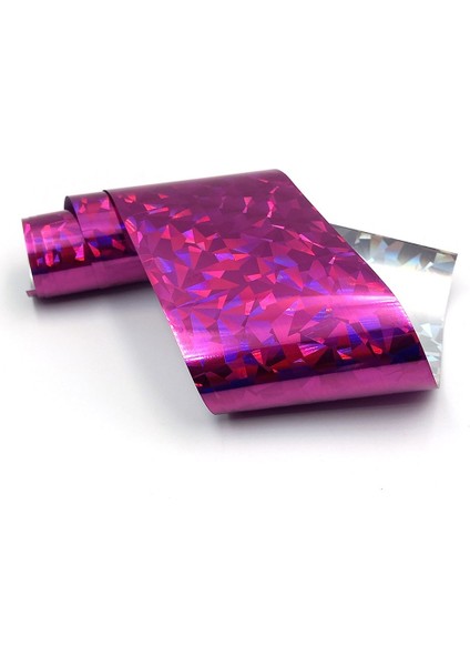 Fuşya Renk Hologram Desenli Transfer Tırnak Dövmesi, Tırnak Sticker, Nail Tattoo, Nail Art