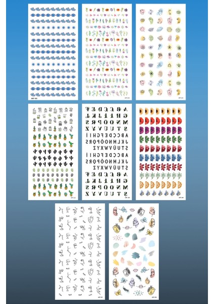 8'li Tırnak Dövmesi Seti, Tırnak Sticker Seti, Nail Art, Tattoo fiyatları