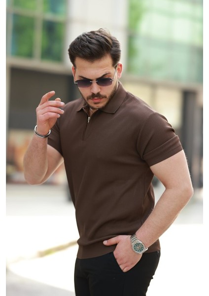 Erkek Fermuarlı Yakalı Kısa Kollu Tshirt fiyatları