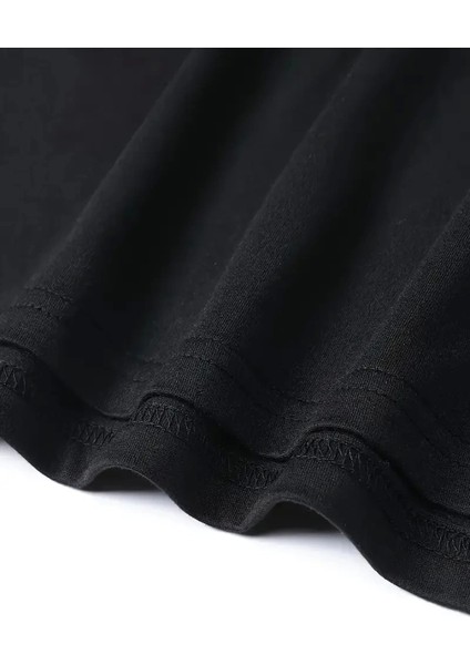 Baskılı Oversize Bisiklet Yaka T-Shirt - Siyah modelleri