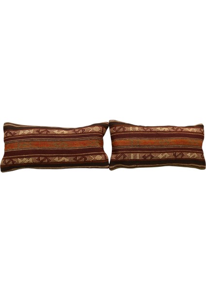 El Dokuma Çift Lumbar Kilim Kırlent Yastık Kılıfı 0834 - Yeni - Çok Renkli fiyatları