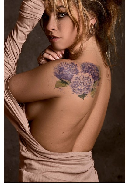 Mor Ortanca Geçici Dövme,geçici Tattoo ,vücut Dövme,kol Bilek Dövme,boyun Dövme,sırt Dövme
