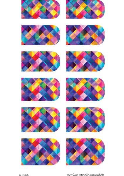 Renkli Kare Desenler Tırnak Dövmesi, Tırnak Tattoo, Nail Art, Tırnak Sticker indirimleri