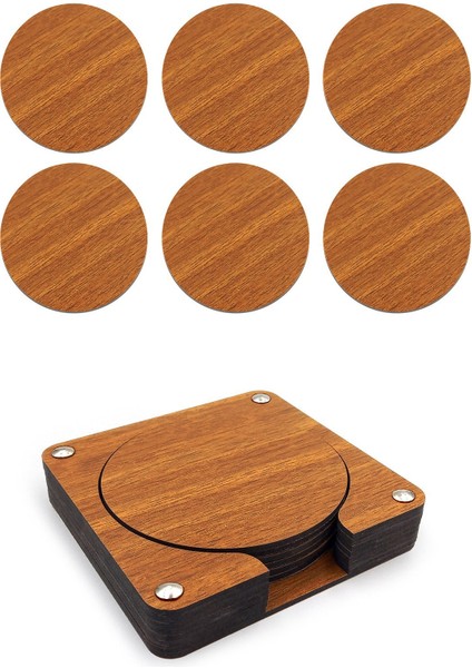 Ahşap Bardak Altlığı 6'lı Takım -15