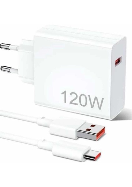 120W Şarj Aleti Hızlı Çift Turbo Şarj Aleti Seti Beyaz