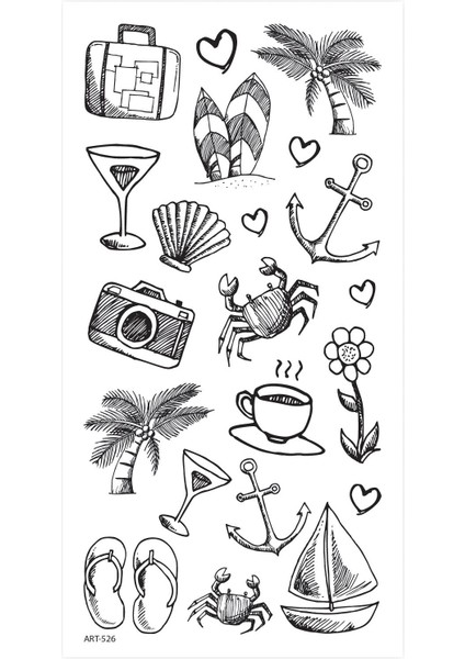 Summer -2 Geçici Dövme,geçici Tattoo ,vücut Dövme,kol Bilek Dövme,boyun Dövme,sırt Dövme modelleri