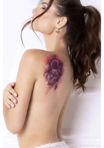Mor Çiçek Geçici Dövme,geçici Tattoo ,vücut Dövme,kol Bilek Dövme,boyun Dövme,sırt Dövme