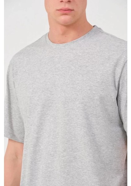 Unisex Düz Biskilet Yaka Oversize T-Shirt - Gri modelleri