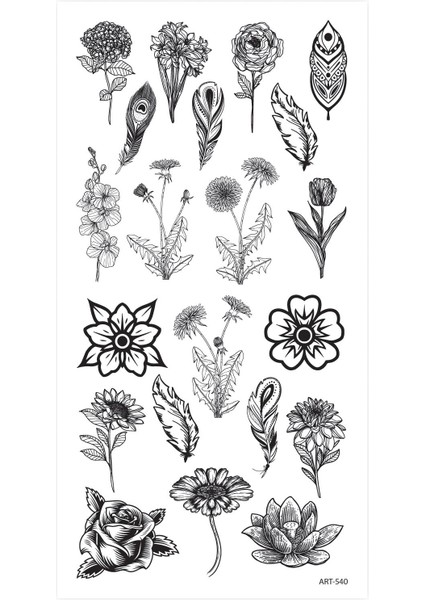 Mini Floral Geçici Dövme,geçici Tattoo ,vücut Dövme,kol Bilek Dövme,boyun Dövme,sırt Dövme modelleri