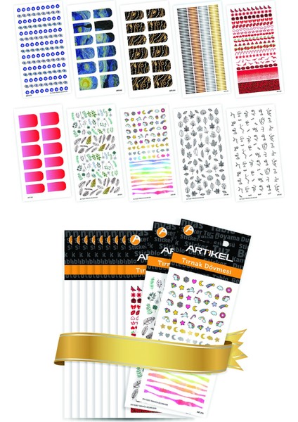 10'lu Tırnak Dövmesi Seti -3, Tırnak Sticker Seti, Nail Art, Tattoo ART-581 indirimleri