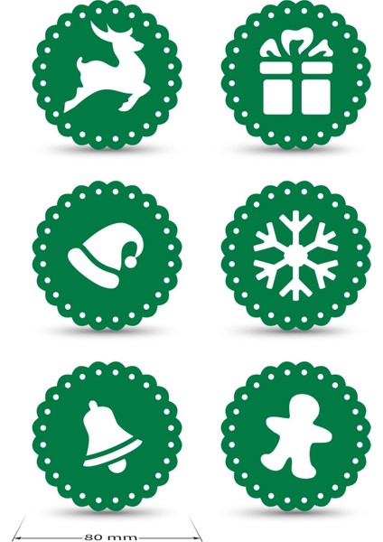 Yılbaşı Temali -1 Dantel Kenar Desenli Yeşil Keçe Bardak Altlığı 6'lı Takım fırsatları