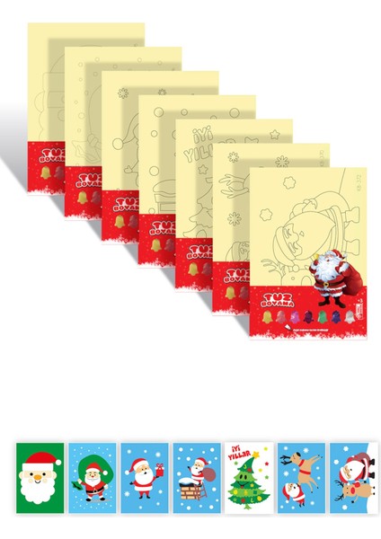 Noel Baba ve Yılbaşı Tuz Boyama Oyunu Seti 7 'li , Eğitici Aktivite , Kum Boyama Oyunu TB-033 modelleri