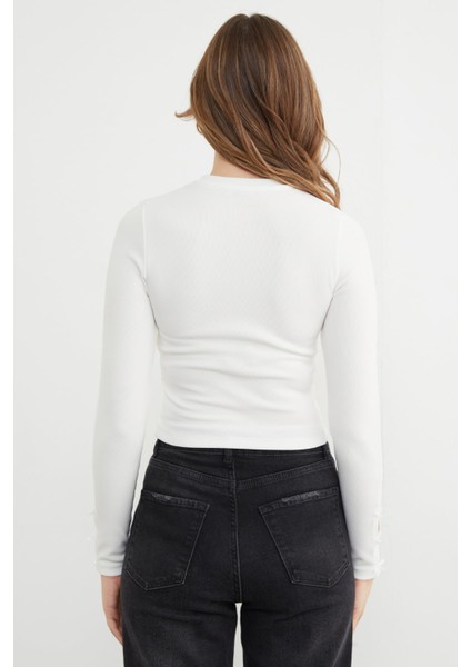 Fitilli Kolları Fiyonk Detaylı Bluz