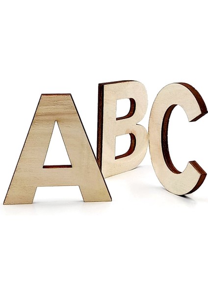 Ahşap Harfler-1 41 Adet Ahşap Harf Alfabe Seti -0455