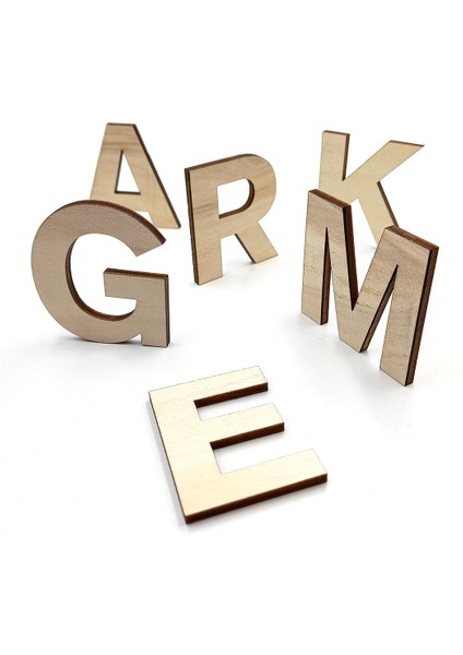 Ahşap Harfler-1 41 Adet Ahşap Harf Alfabe Seti -0457