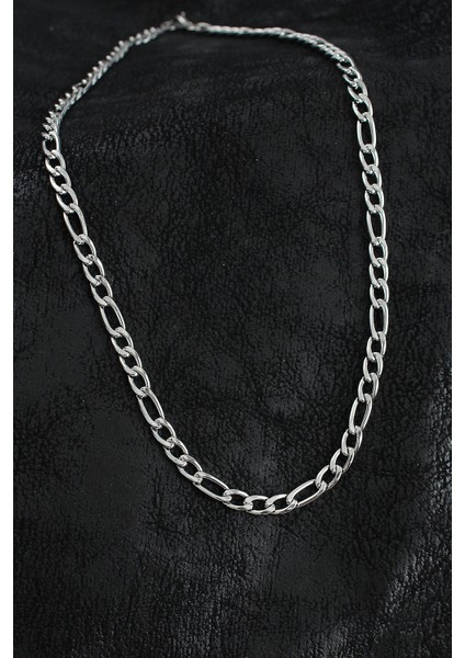 316L Çelik Kalın Figaro Zincir Model Gümüş Renk Erkek Kolye