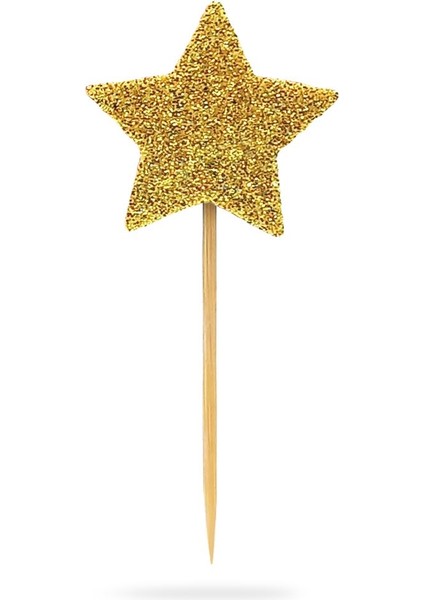 Gold Yıldız Simli Eva Kürdan Cupcake Toppers Cupcake Çubuğu 12'li indirimleri