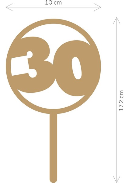 Gold 30 Yaş Yazılı Ayna Pleksi Pasta Üstü & Doğum Günü Partisi & Pleksi Pasta Süsü modelleri