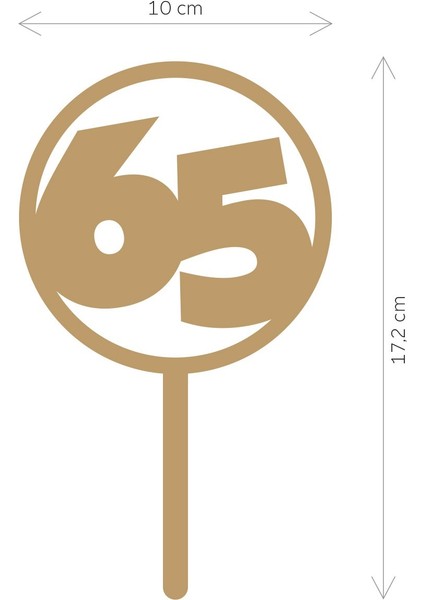 Gold 65 Yaş Yazılı Ayna Pleksi Pasta Üstü & Doğum Günü Partisi & Pleksi Pasta Süsü modelleri